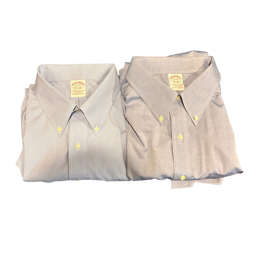 2 Brooks Brothers Traditional Fit Non-Iron Supima Cotton Shirts 18-34 Blue